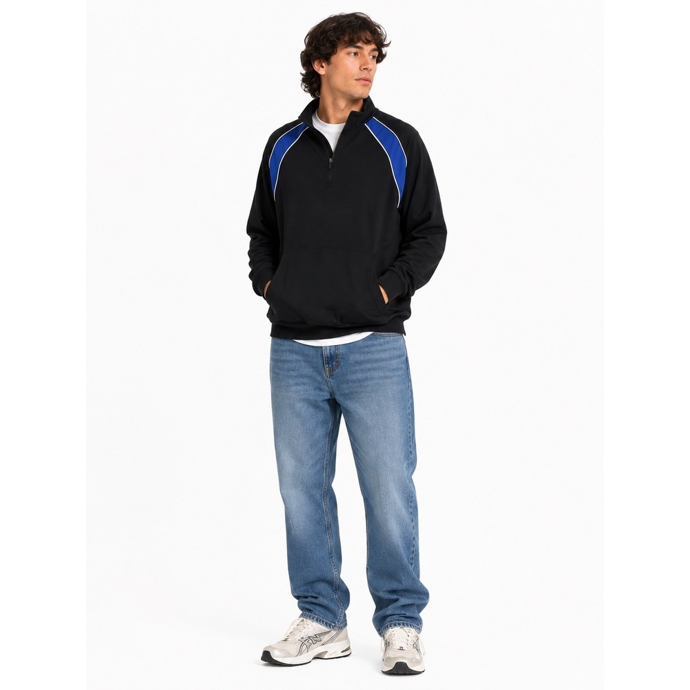 Cutter & Buck 1/4 Zip Pullover Men XL Black Blue Athletic Sporty Golf Sweatshirt